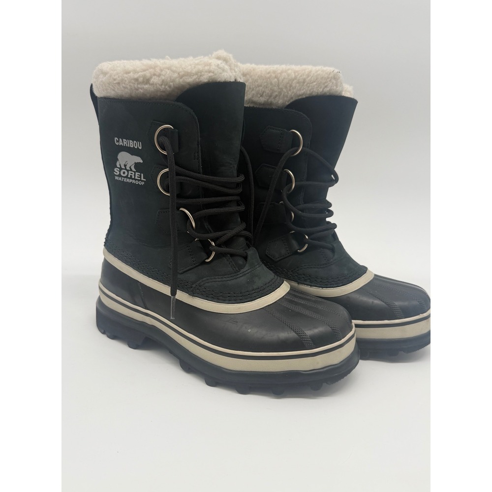 Sorel Caribou Waterproof Snow Boots Women's Size 6 Black Insulated Sherpa Winter